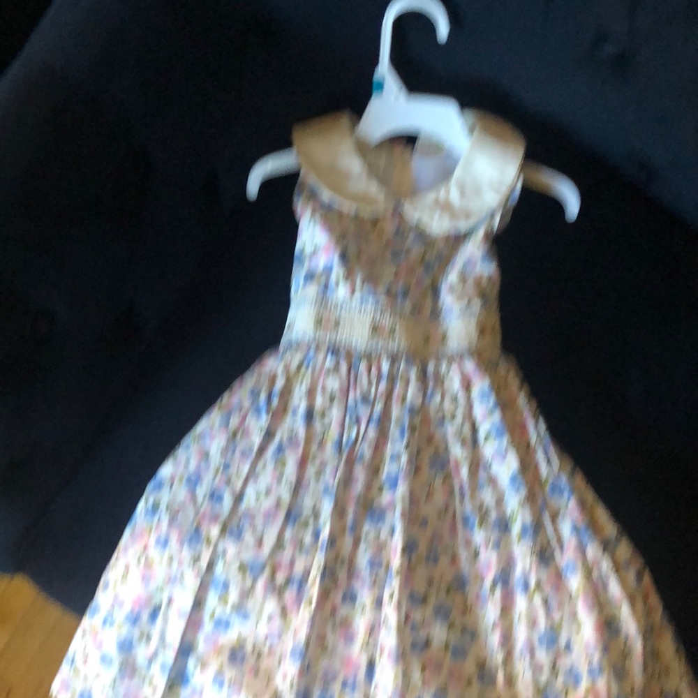 Floral print 100% ctn Peter Pan collar dress